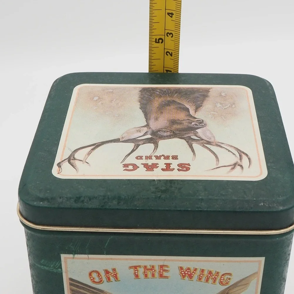 Vintage Metal Tin Box Mallard Stag Jack Rabbit Retro Keepsake Container Rustic
